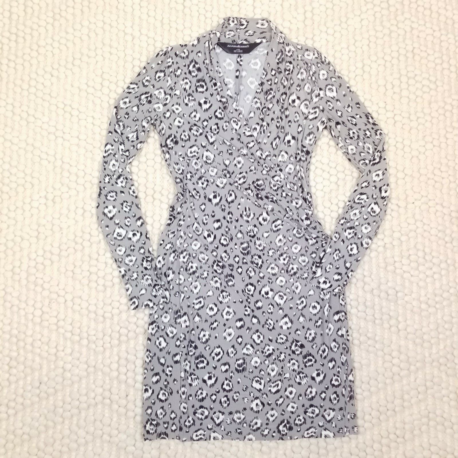 Norma Kamali Norma Kamali Faux Wrap Dress Gray Leopard Print Sz S Size S / US 4 / IT 40 - 7 Thumbnail