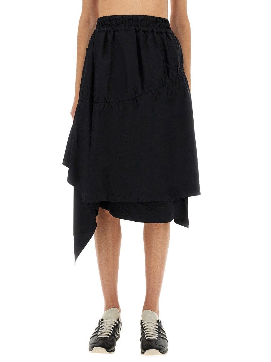 Y-3 Y-3 ASYMMETRICAL SKIRT - BLACK Size 28" / US 6 / IT 42 - 1 Thumbnail