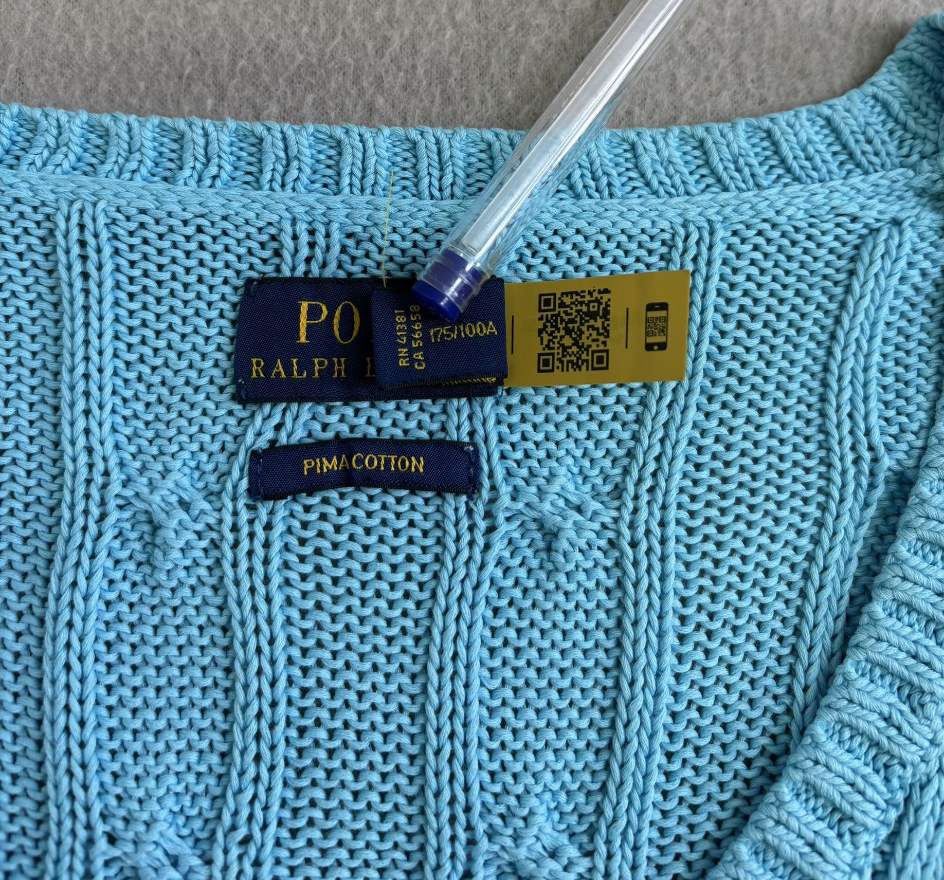 Polo Ralph Lauren Polo Ralph Lauren Cable V-Neck Baby Blue Sweater Size XL Size XL / US 12-14 / IT 48-50 - 10 Thumbnail
