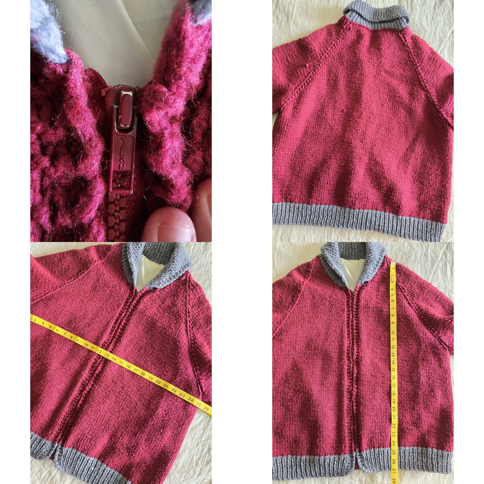 Vintage VINTAGE 70s Cowichian-style Sweater Jacket Mens 2XL Wool Blend Maroon Gray Talon Zipper Size US XXL / EU 58 / 5 - 8 Thumbnail
