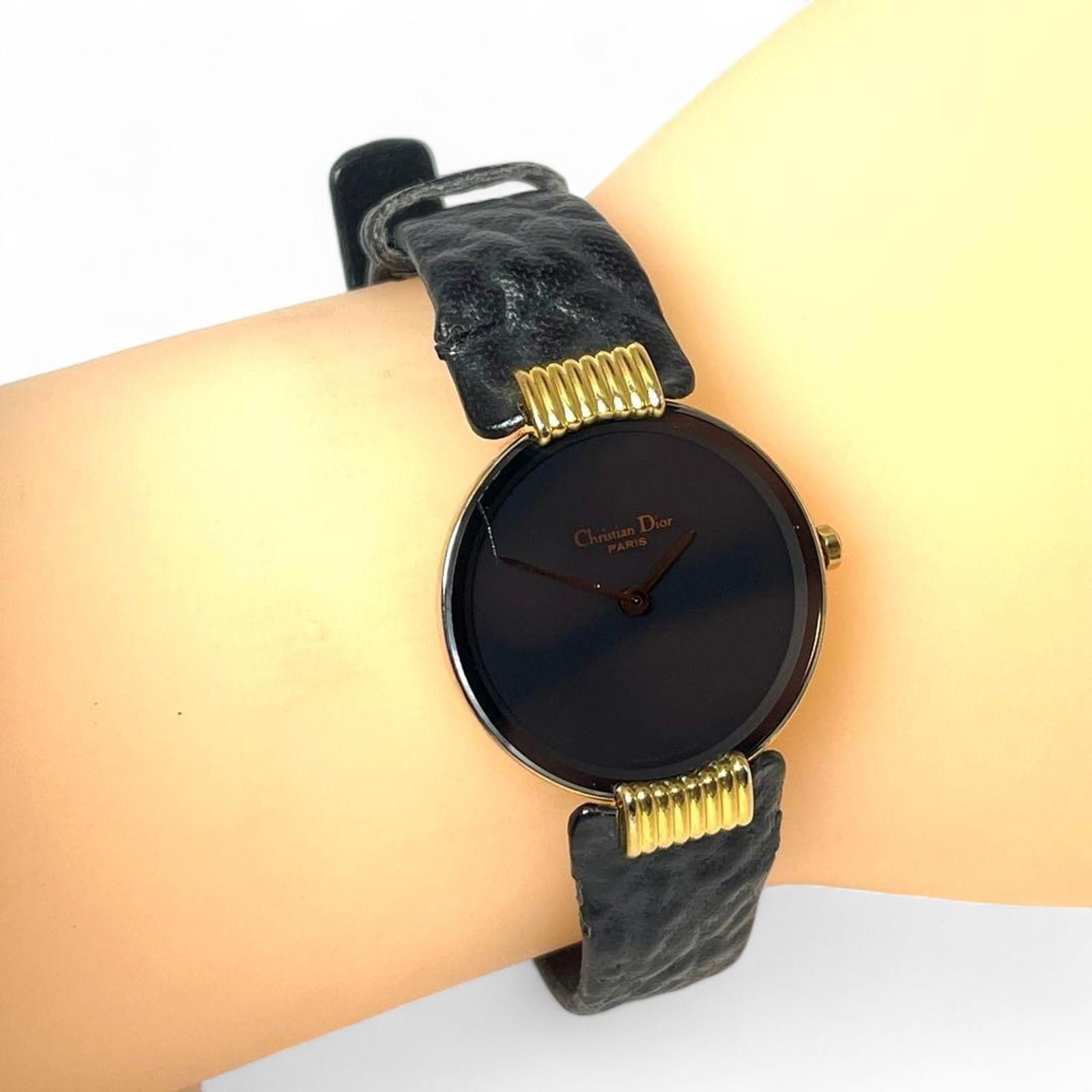 Christian Dior Monsieur Christian Dior - Vintage Black Dial Gold Accented Wristwatch Size ONE SIZE - 2 Thumbnail