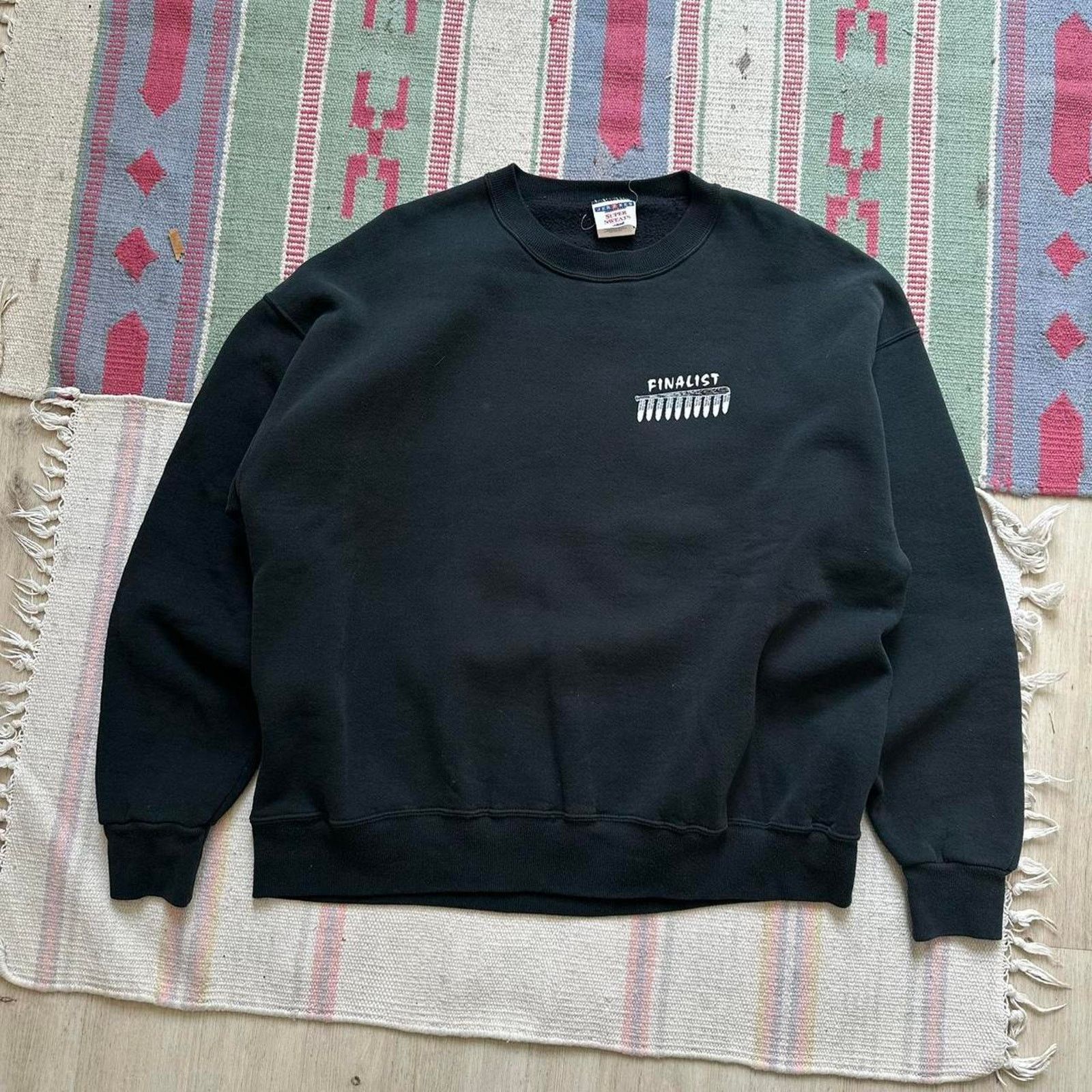 Vintage Vintage 90s Spokane Indian Softball Black Faded Crewneck Size US L / EU 52-54 / 3 - 3 Thumbnail