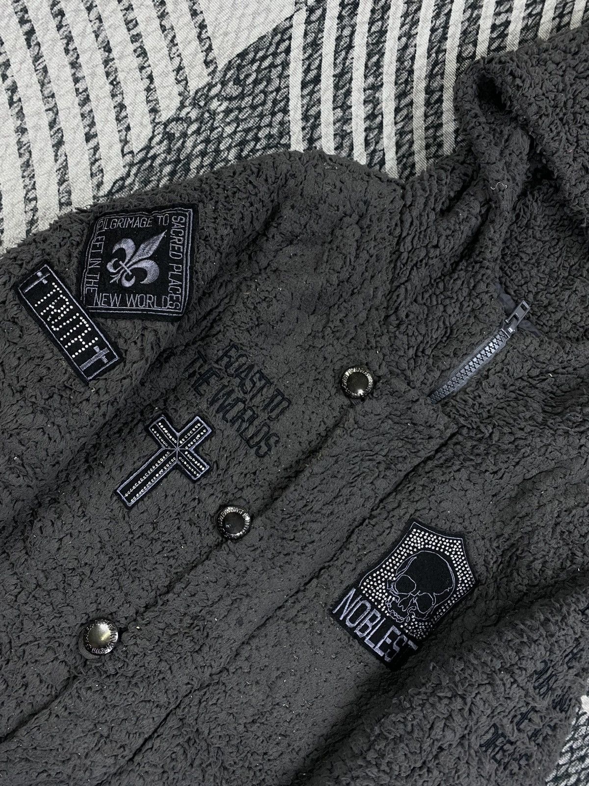Japanese Brand Vtg Ghost Of Harlem Teddy Fleece Patches Hooded Zip Jacket Size US S / EU 44-46 / 1 - 6 Thumbnail