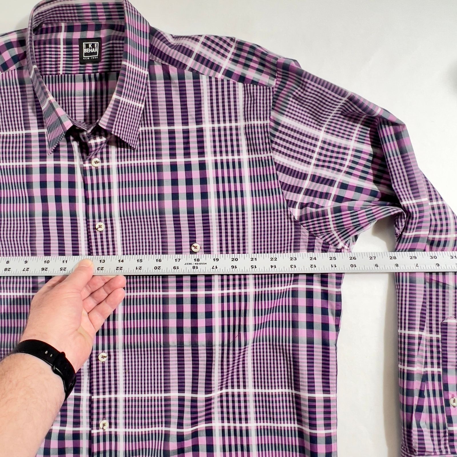 Ike Behar Ike Behar New York Button Shirt Men's XL Purple Grey Check Size US XL / EU 56 / 4 - 5 Thumbnail