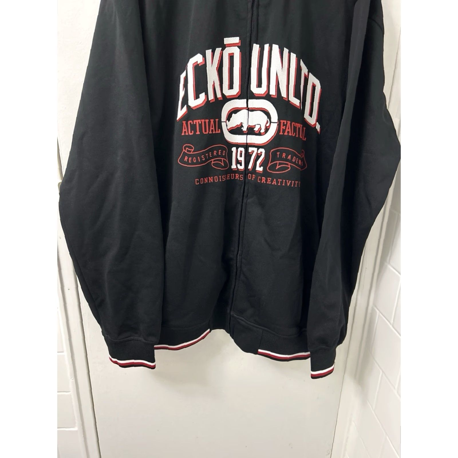 Ecko Unltd. Ecko Unltd Track Jacket Mens XL Black Red Full Zip Logo L/S Size US XL / EU 56 / 4 - 3 Thumbnail