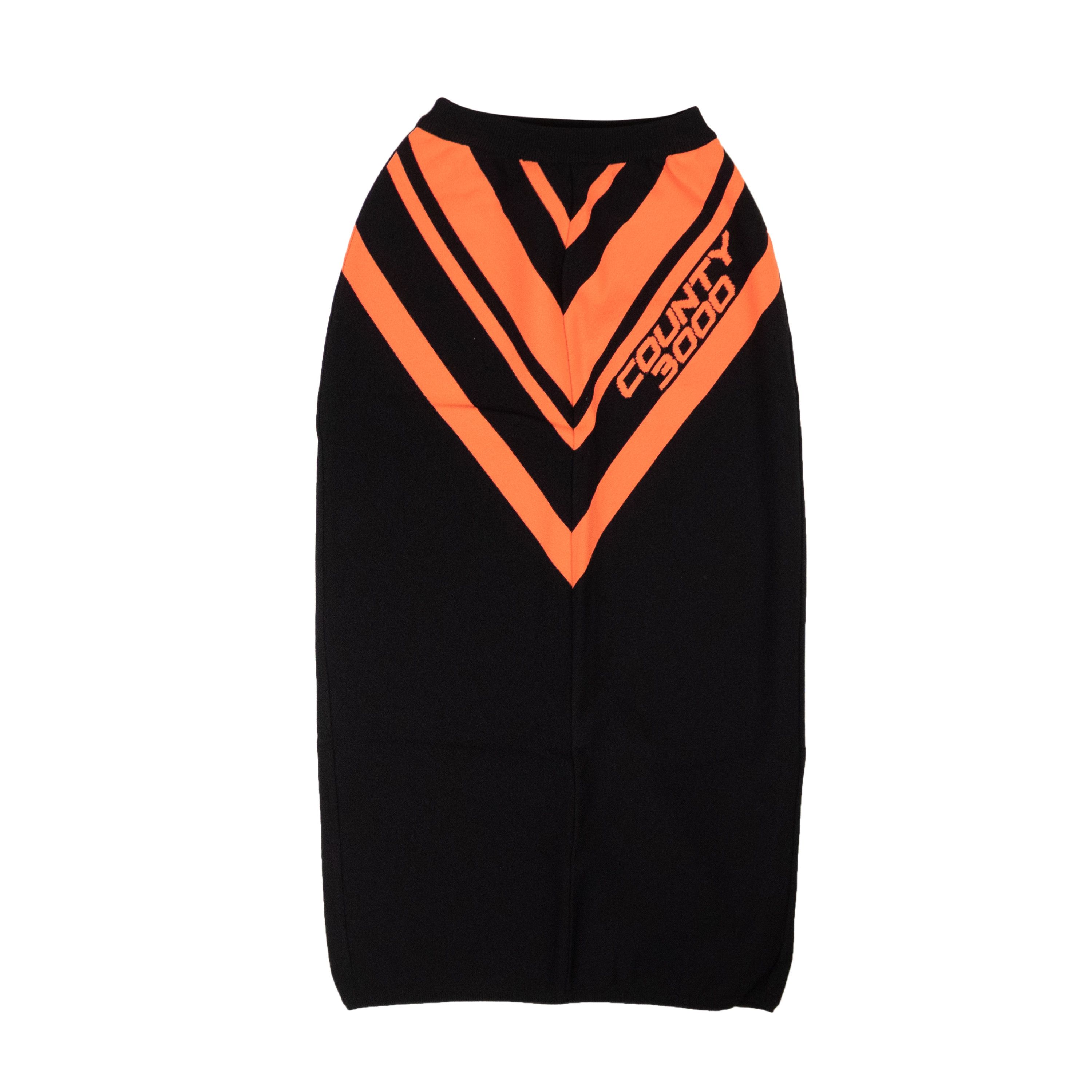 image of Marcelo Burlon Black Faded Orange Knit Diagonal Midi Skirt Size Xs, Women's