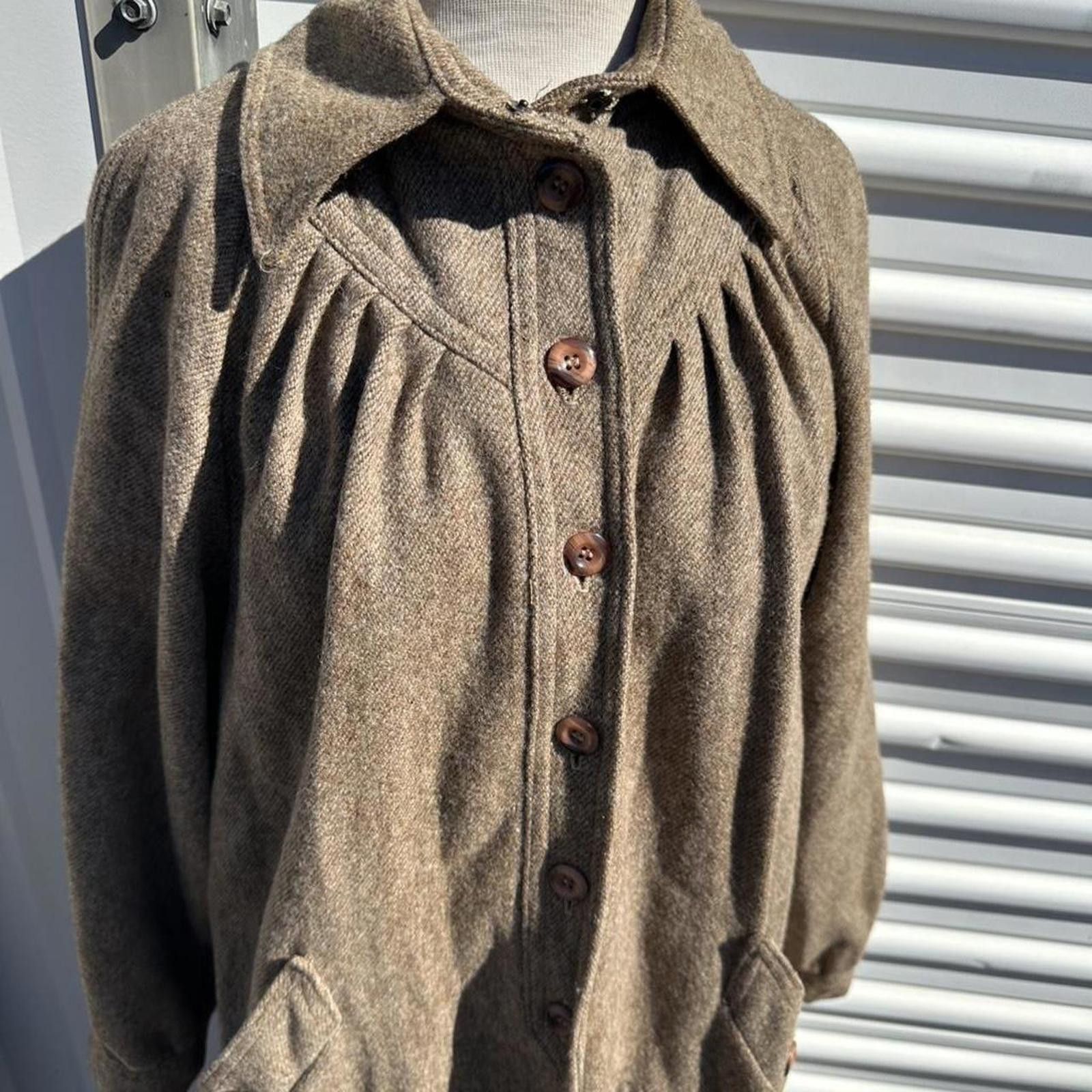Other Brown wool tweed overcoat vintage Size L / US 10 / IT 46 - 3 Thumbnail