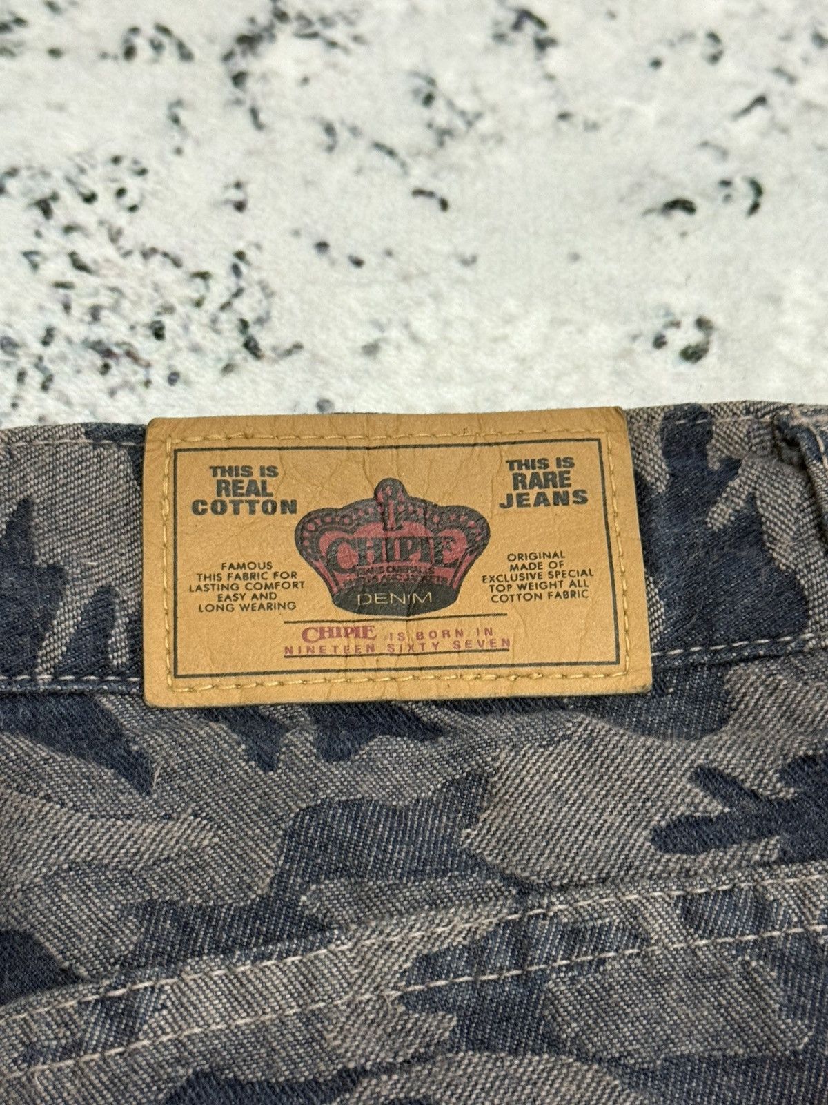Vintage CHIPIE Jeans Grey Camo Denim Pants Straight Relaxed Fit Size US 29 - 16 Thumbnail