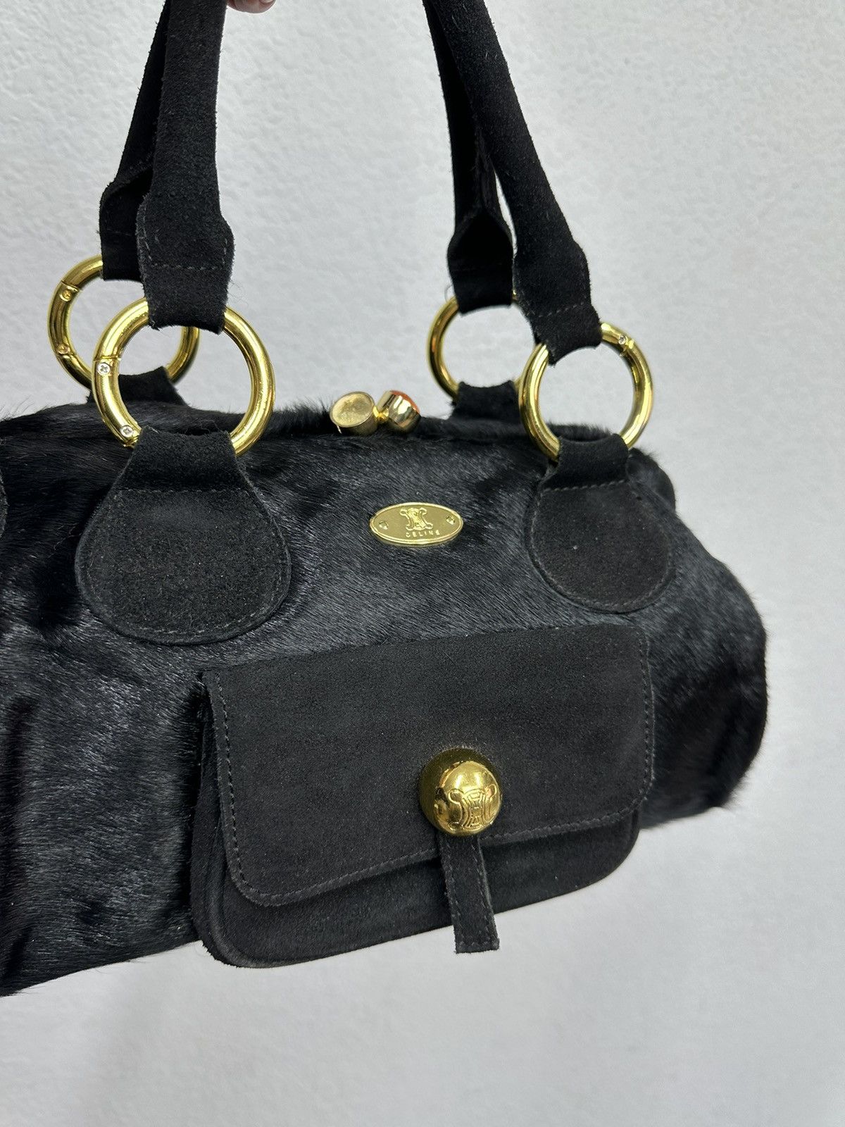 Celine Vintage 90s Fur Bag Celine Hobo IfSixWasNine Y2K AvantGarde Size ONE SIZE - 5 Thumbnail