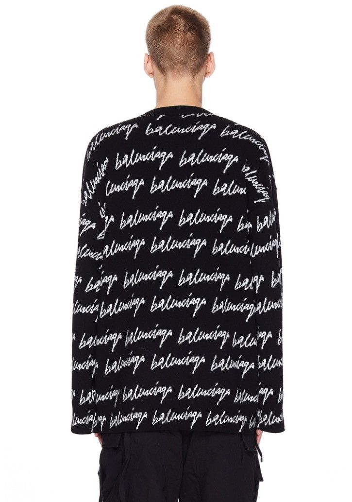 Balenciaga Balenciaga Wool Scribble Logo Sweater Size US M / EU 48-50 / 2 - 3 Thumbnail
