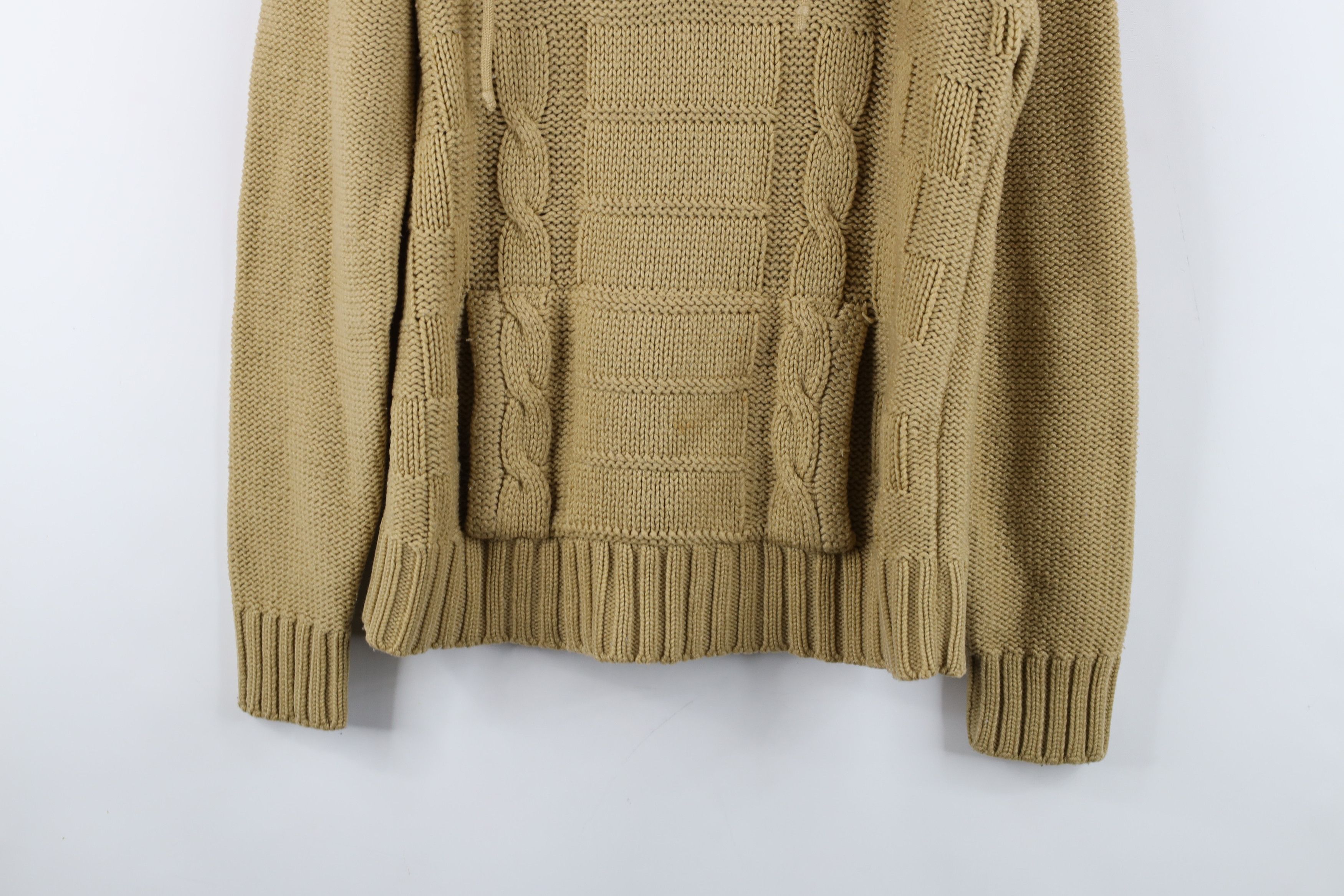 Vintage Vintage 90s Streetwear Ribbed Cable Knit Hoodie Sweater Size M / US 6-8 / IT 42-44 - 3 Thumbnail