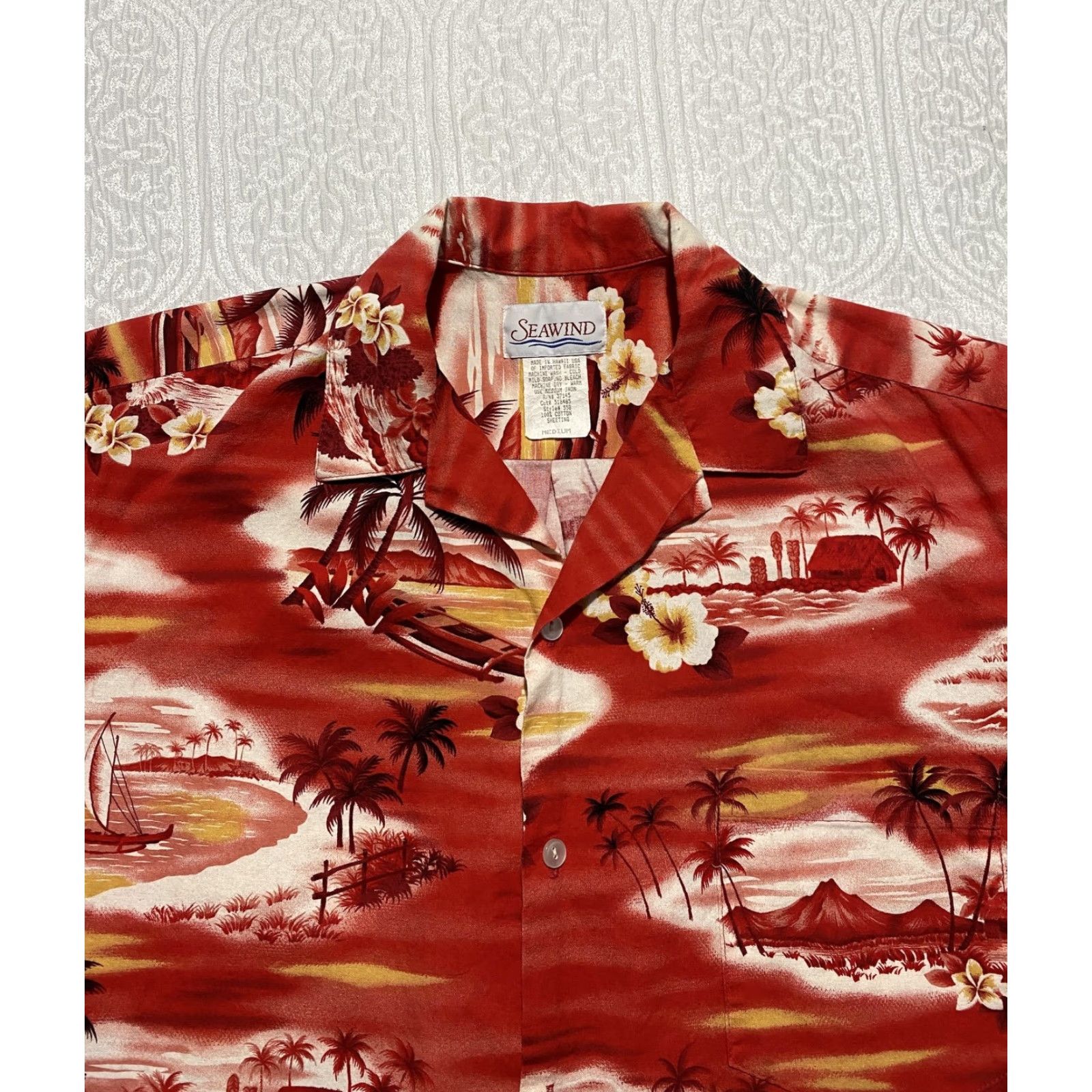 Vintage VINTAGE Seawind Mens Button-Up Hawaiian Shirt Red 100% Cotton Short Sleeve Size US M / EU 48-50 / 2 - 7 Thumbnail