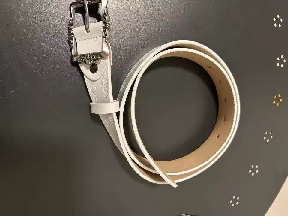 Japanese Brand Floral Embossed Leather Casual Belt 100 cm Size ONE SIZE - 5 Thumbnail