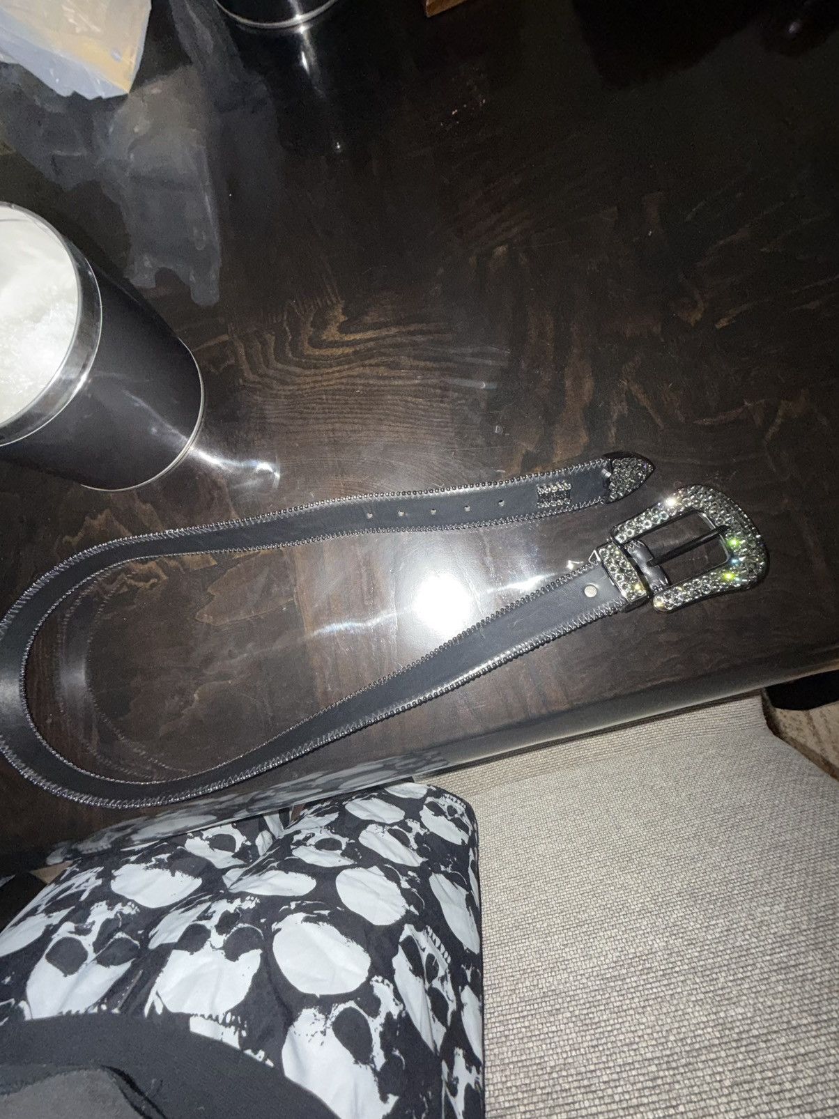 B.B. Simon 2 b.b.simon belts: Black/Silver+Crystal Silver sz 38&36 Size 36 - 11 Thumbnail