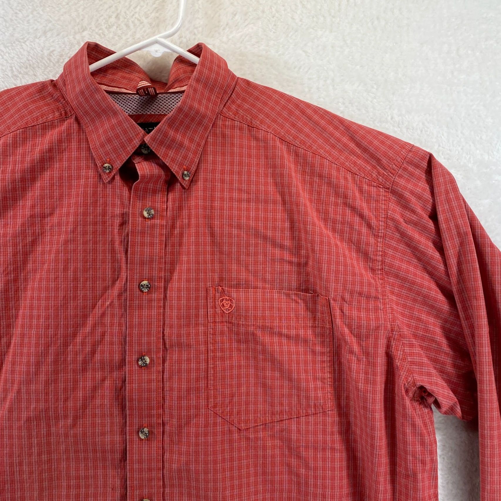 Ariat Ariat Pro Series Mens XXL Red Button Up Long Sleeve Plaid Cowboy Western Shirt Size US XXL / EU 58 / 5 - 4 Thumbnail