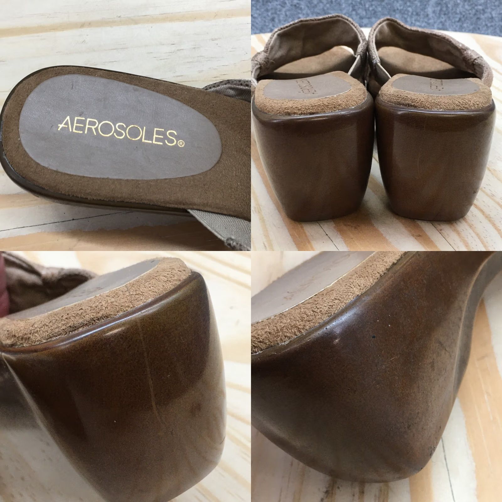 Vintage Aerosoles Sandals Womens 7.5 On Deck Casual Slip On Wedge Slide Brown Fabric Size US 8 / IT 38 - 8 Thumbnail