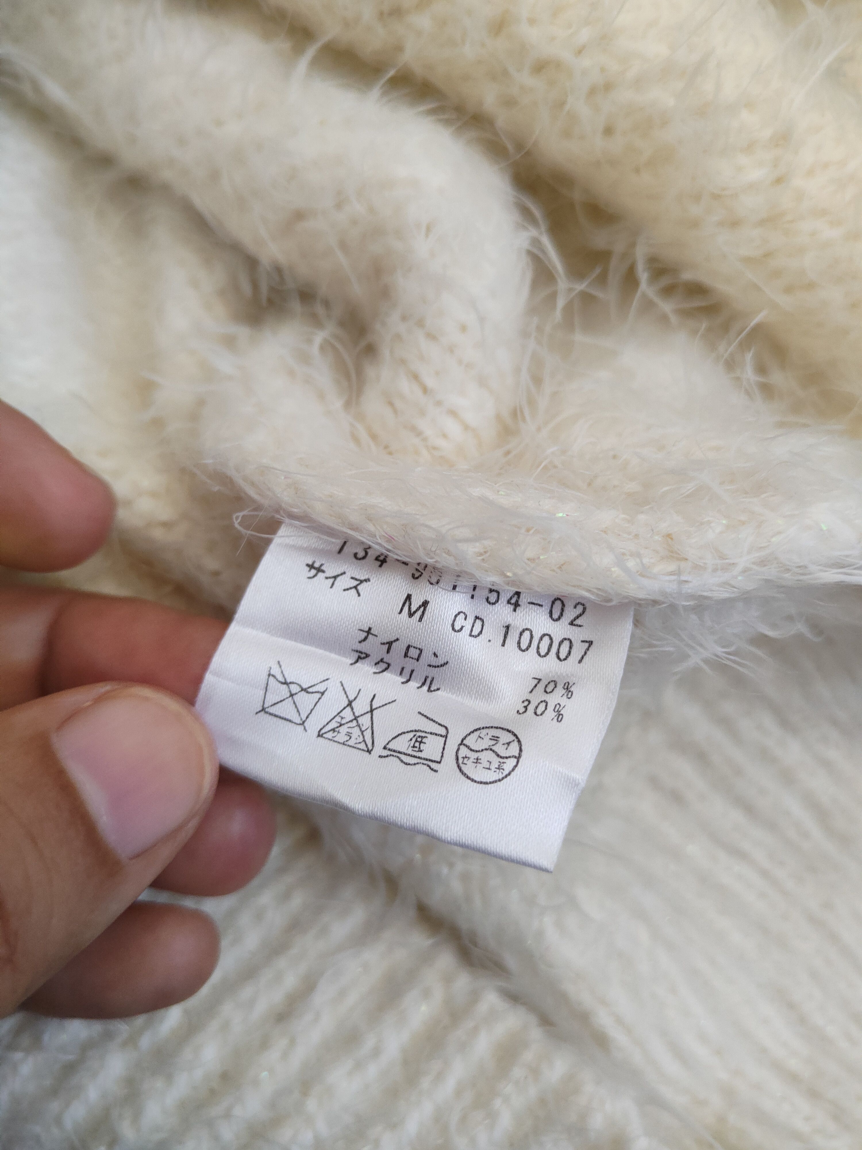 Japanese Brand DL Ingni Cream Fur Mohair Knitwear #46-541 Size M / US 6-8 / IT 42-44 - 10 Thumbnail