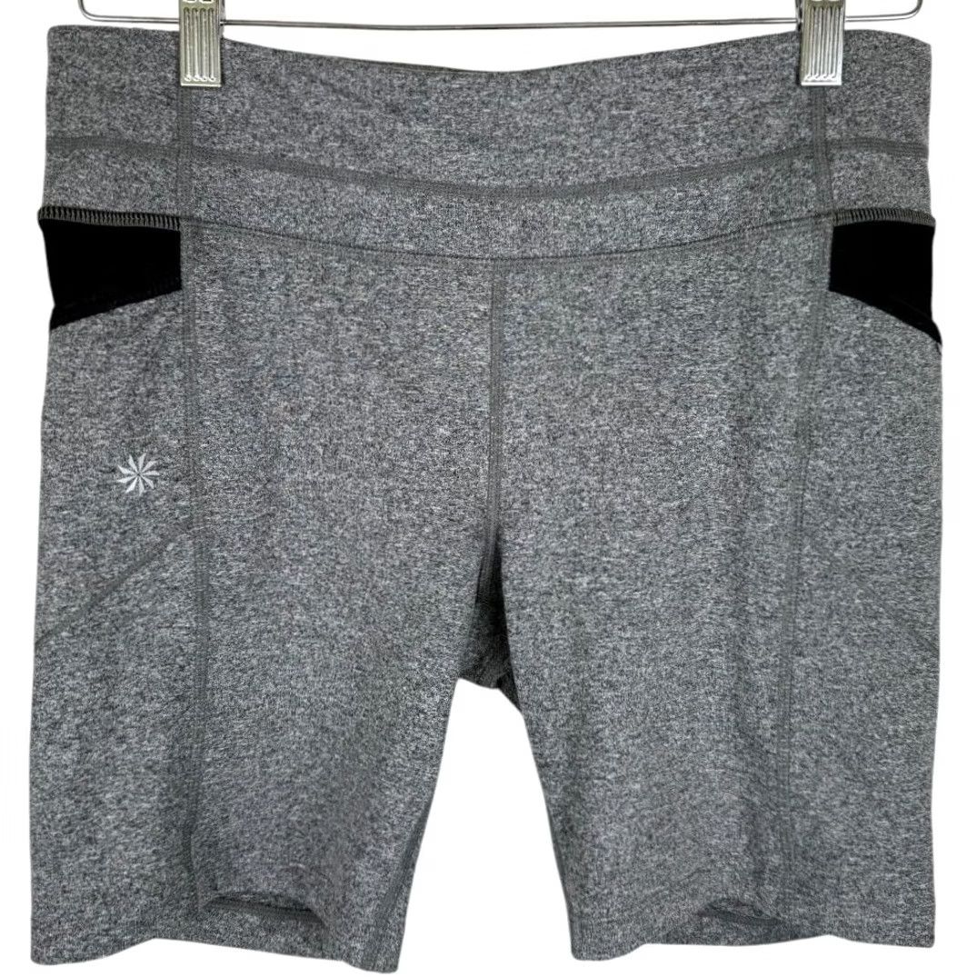 Athleta Athleta Athletic Biker Shorts with Pockets Gray/Black - Medium Women Size 32" / US 10 / IT 46 - 2 Thumbnail