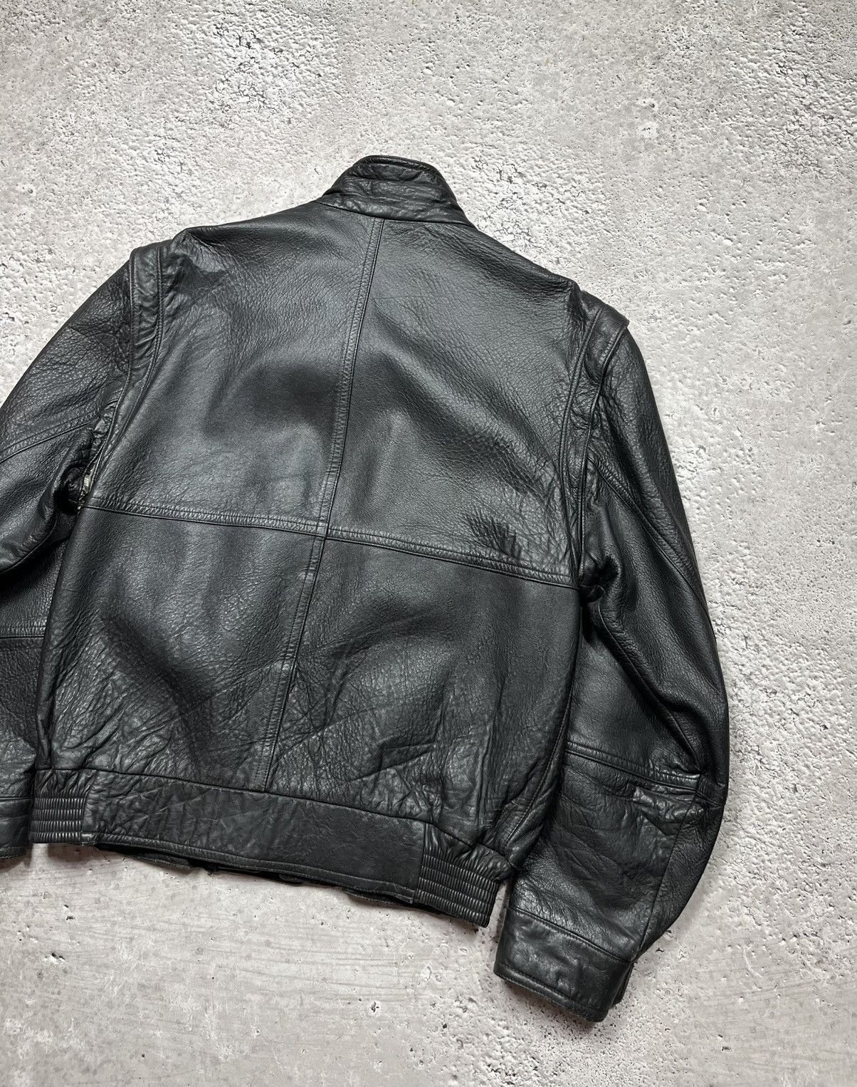 Japanese Brand × Vintage Vintage Leather Bomber Jacket DEPE Zip Black Flight Moto Size US L / EU 52-54 / 3 - 15 Thumbnail