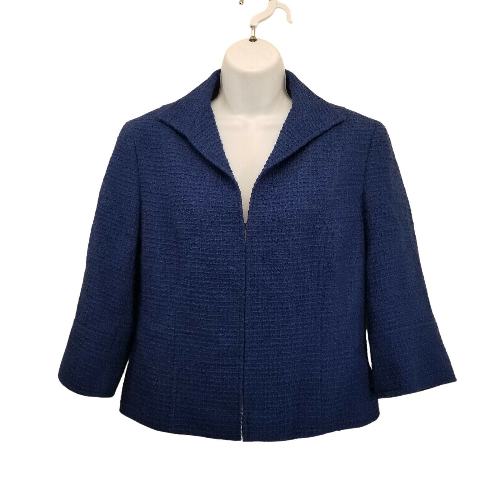 Lafayette 148 Lafayette 148 Blue Boucle Jacket 6 Blazer Wool Mohair Career Size M / US 6-8 / IT 42-44 - 1 Thumbnail