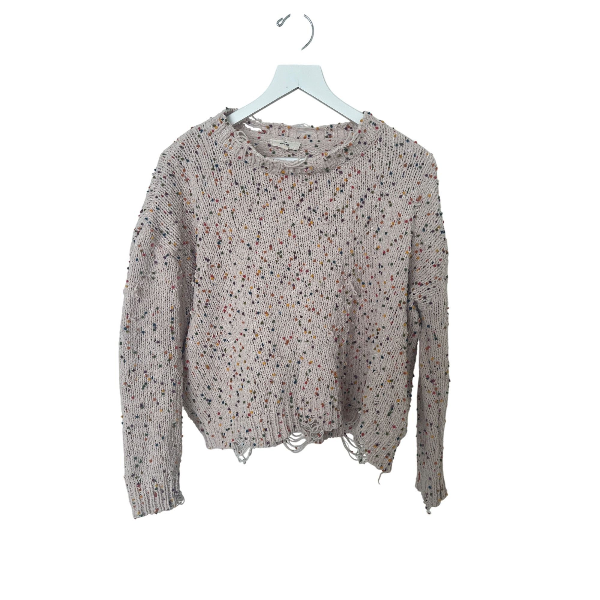 Anthropologie Entro Anthropologie Cream Distressed Sweater Size M / US 6-8 / IT 42-44 - 1 Thumbnail