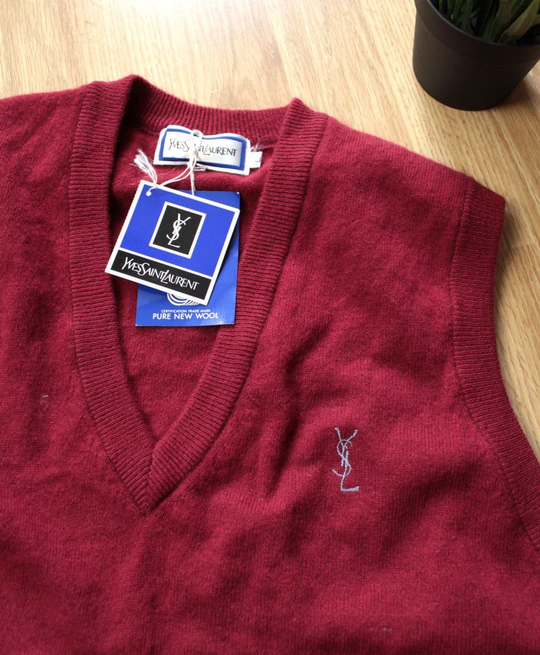 🔥 RARE Yves Saint Laurent Vintage Wool Vest Logo Sweater