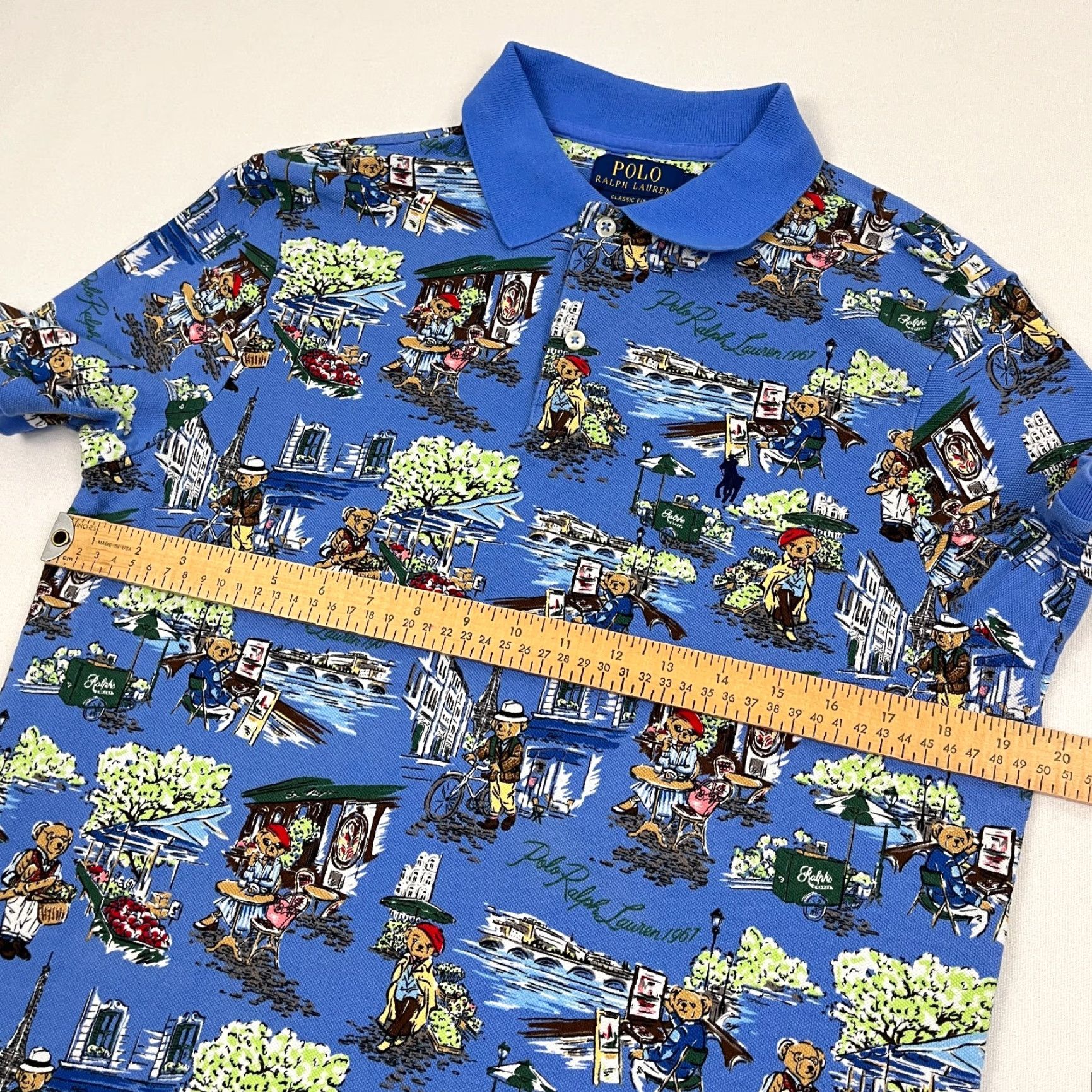 Polo Ralph Lauren Polo Ralph Lauren Polo Shirt Mens M Blue Paris Bear All Over AOP Preppy France Size US M / EU 48-50 / 2 - 6 Thumbnail