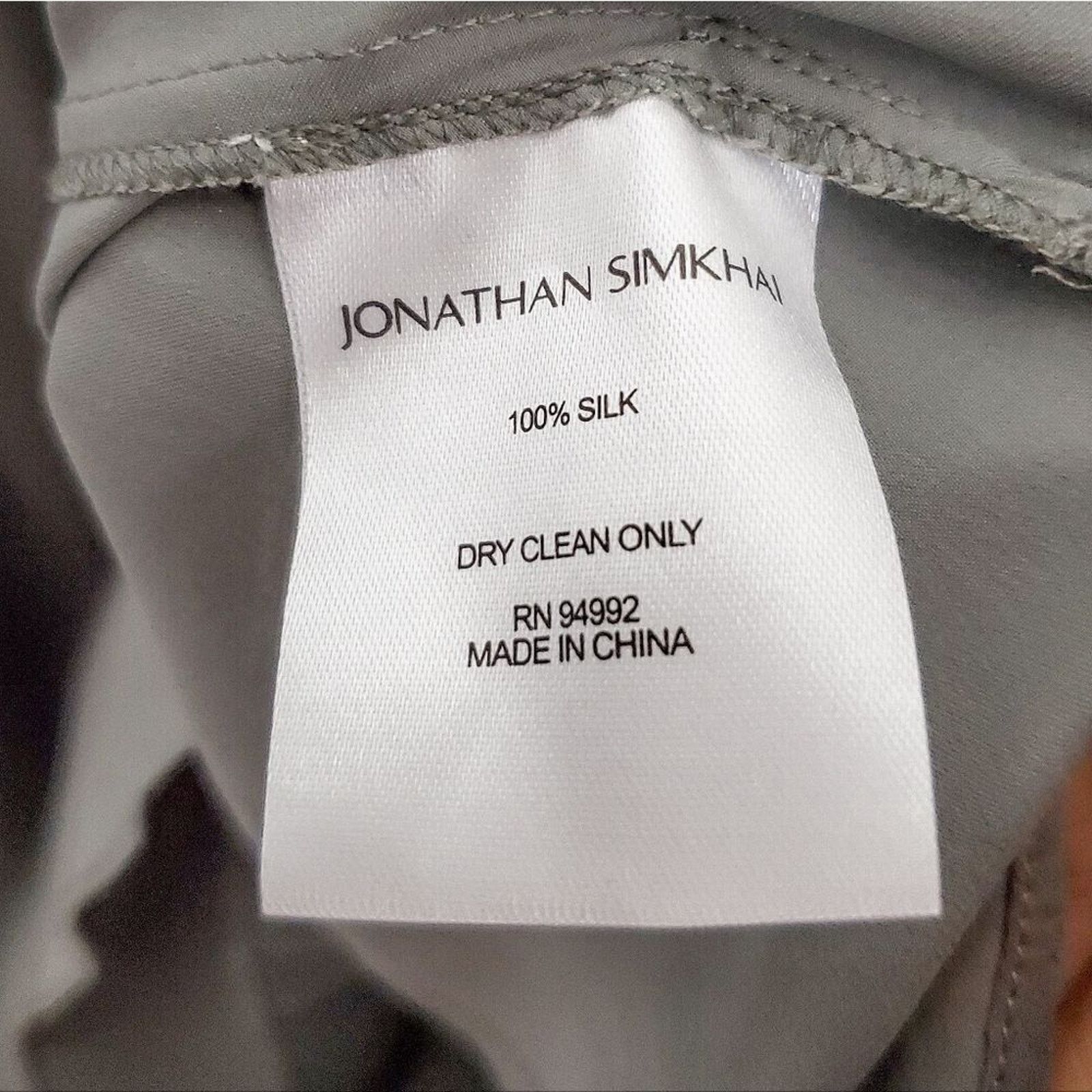 Jonathan Simkhai Jonathan Simkhai Sage Green Remington Silk V-Neck Blouse S Size S / US 4 / IT 40 - 5 Thumbnail