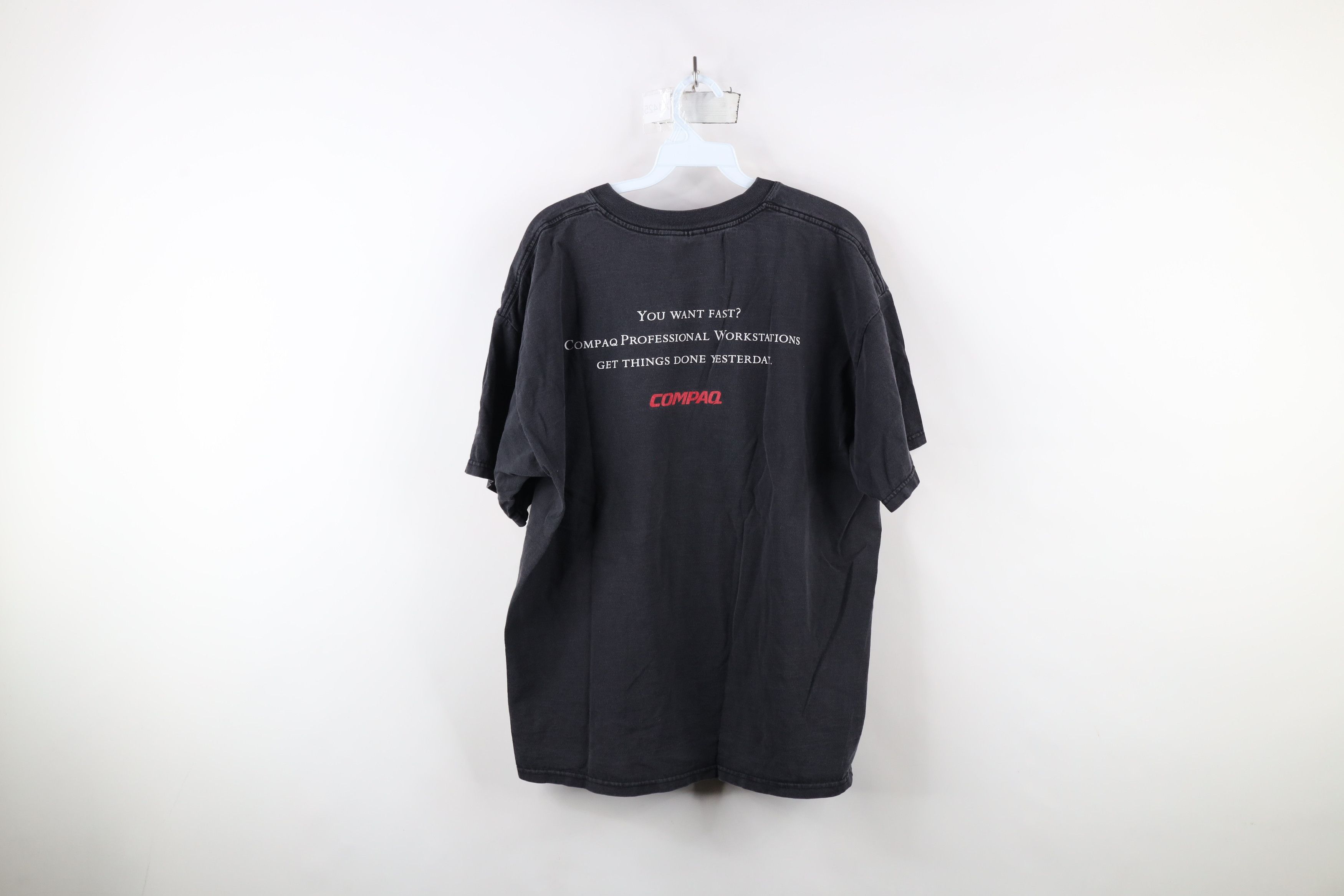 Vintage Vintage 90s Y2K Spell Compaq Computers Fast T-Shirt Black Size US XL / EU 56 / 4 - 8 Thumbnail