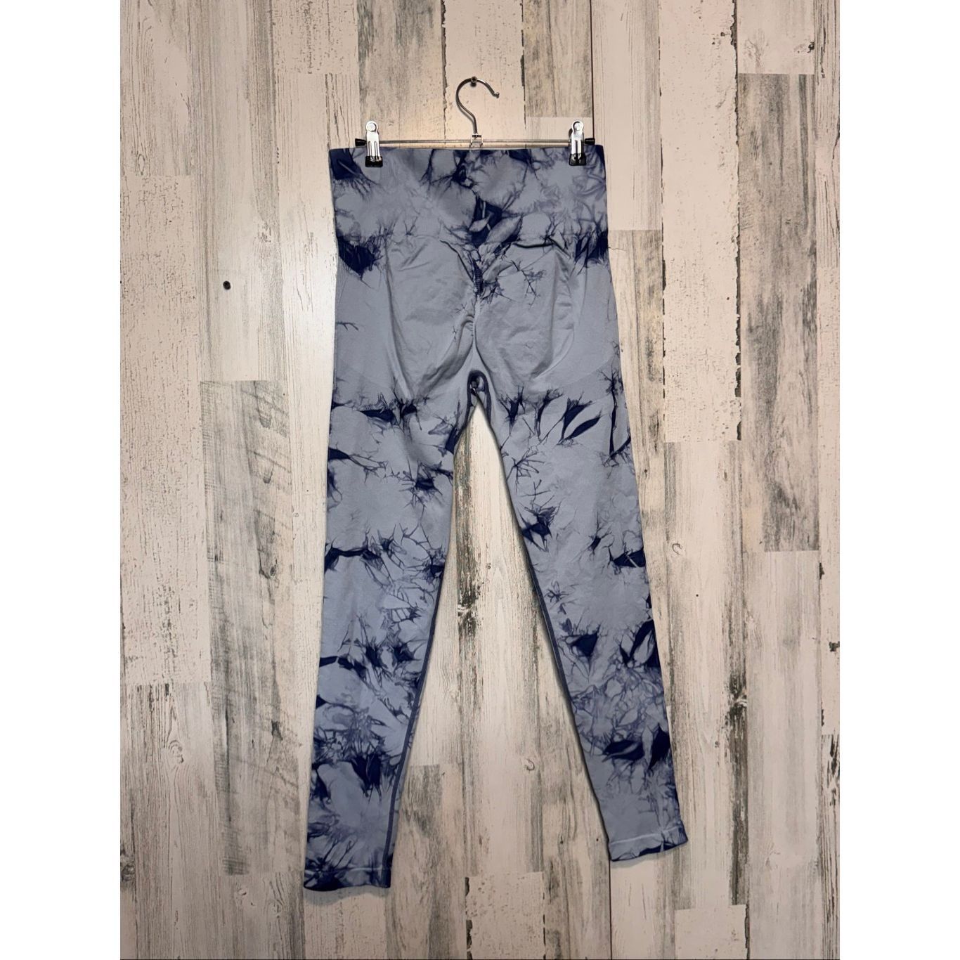 Other Blue Tie-Dye Seamless High Waist Leggings | Ribbed Stretchy Size 32" / US 10 / IT 46 - 11 Thumbnail