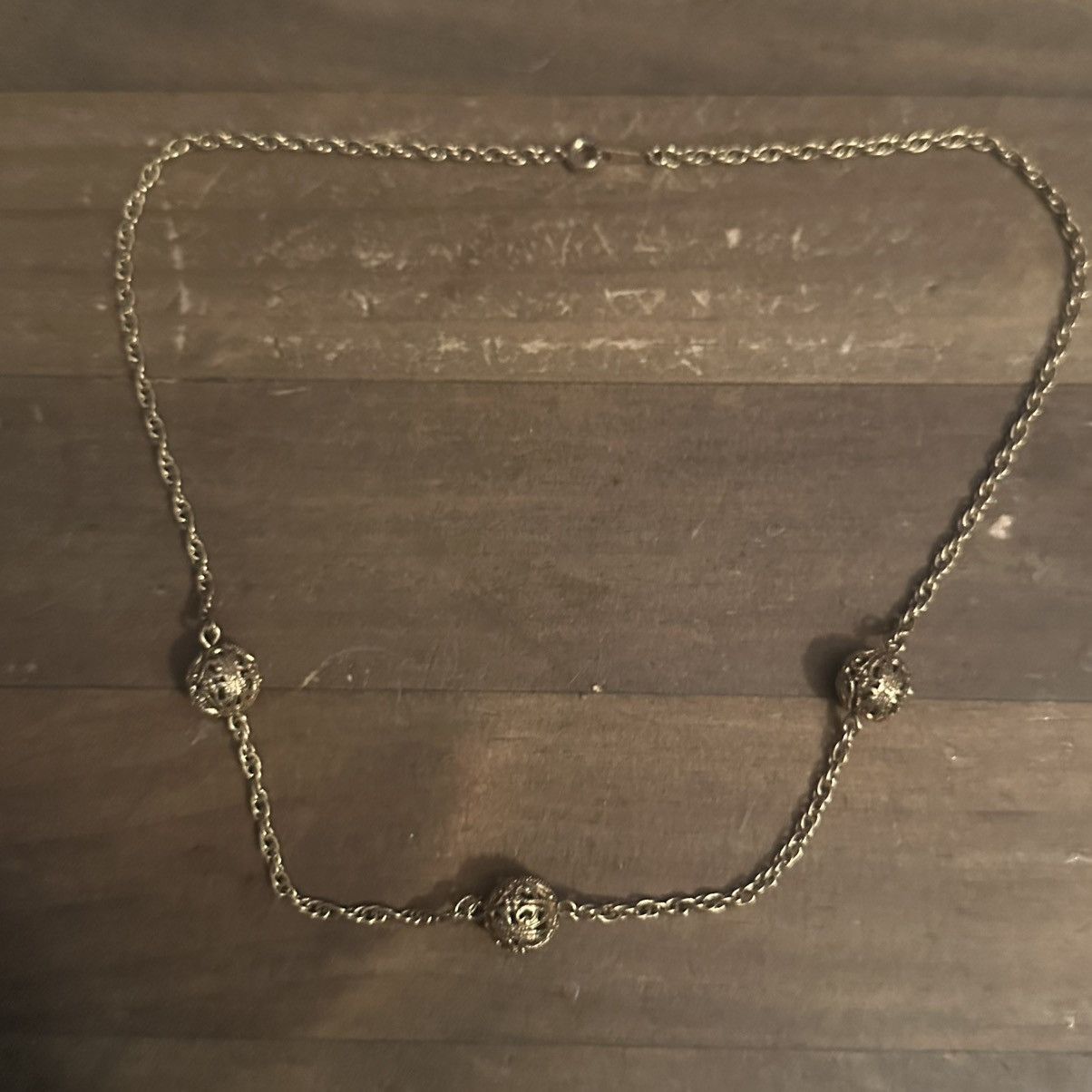 Vintage Vintage gold tone station filigree bead chain necklace Size ONE SIZE - 2 Thumbnail