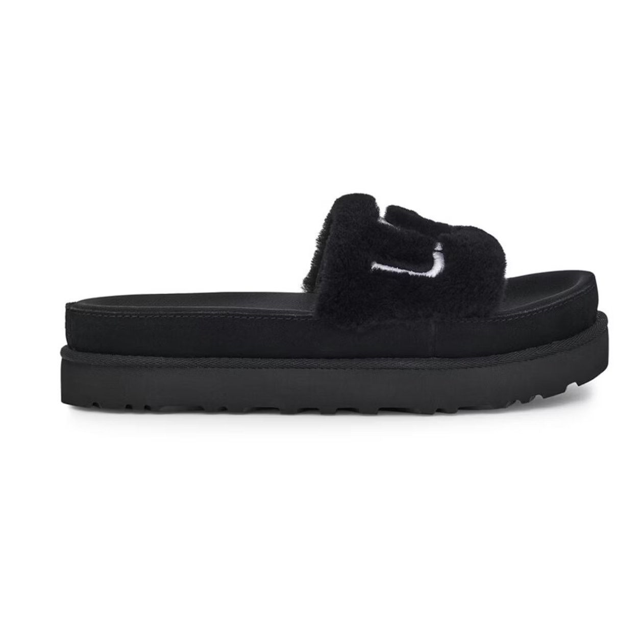 Ugg UGG Laton Fur Platform Slide Black Shearling Size 9 Size US 9 / IT 39 - 2 Thumbnail