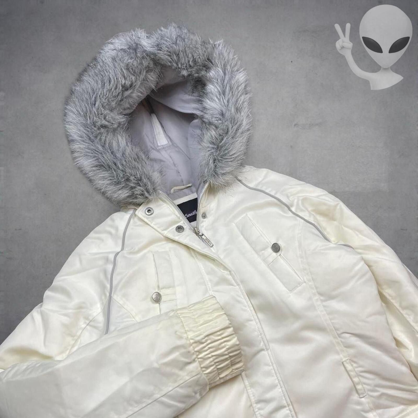Southpole Southpole Medium White Down Puffer Jacket Fur Trim Hood Coat Size M / US 6-8 / IT 42-44 - 2 Thumbnail