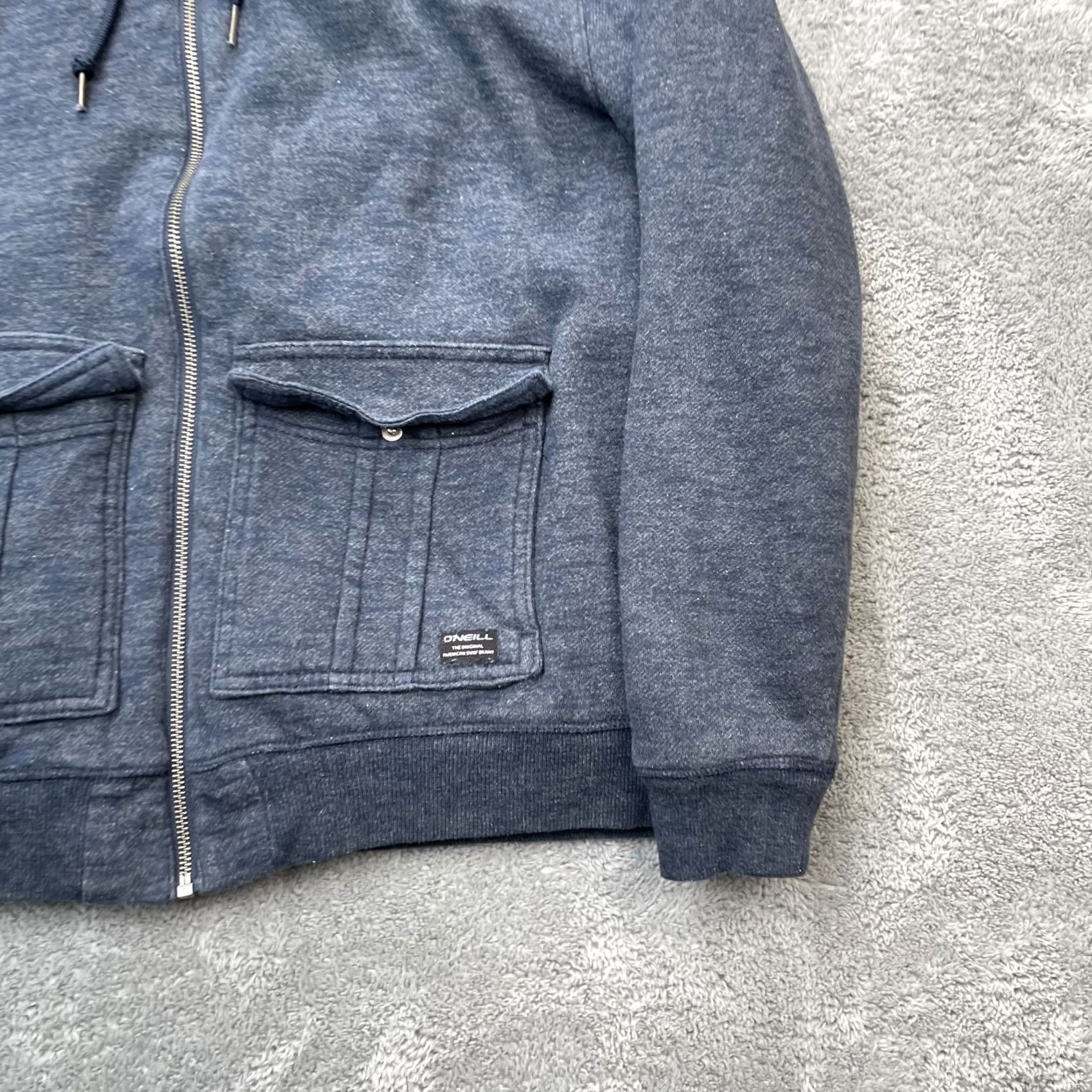 Vintage O'Neal Hoodie Men Medium Gray Blue Cotton Sherpa Lined Pockets Full Zip Insulated Size US M / EU 48-50 / 2 - 2 Thumbnail