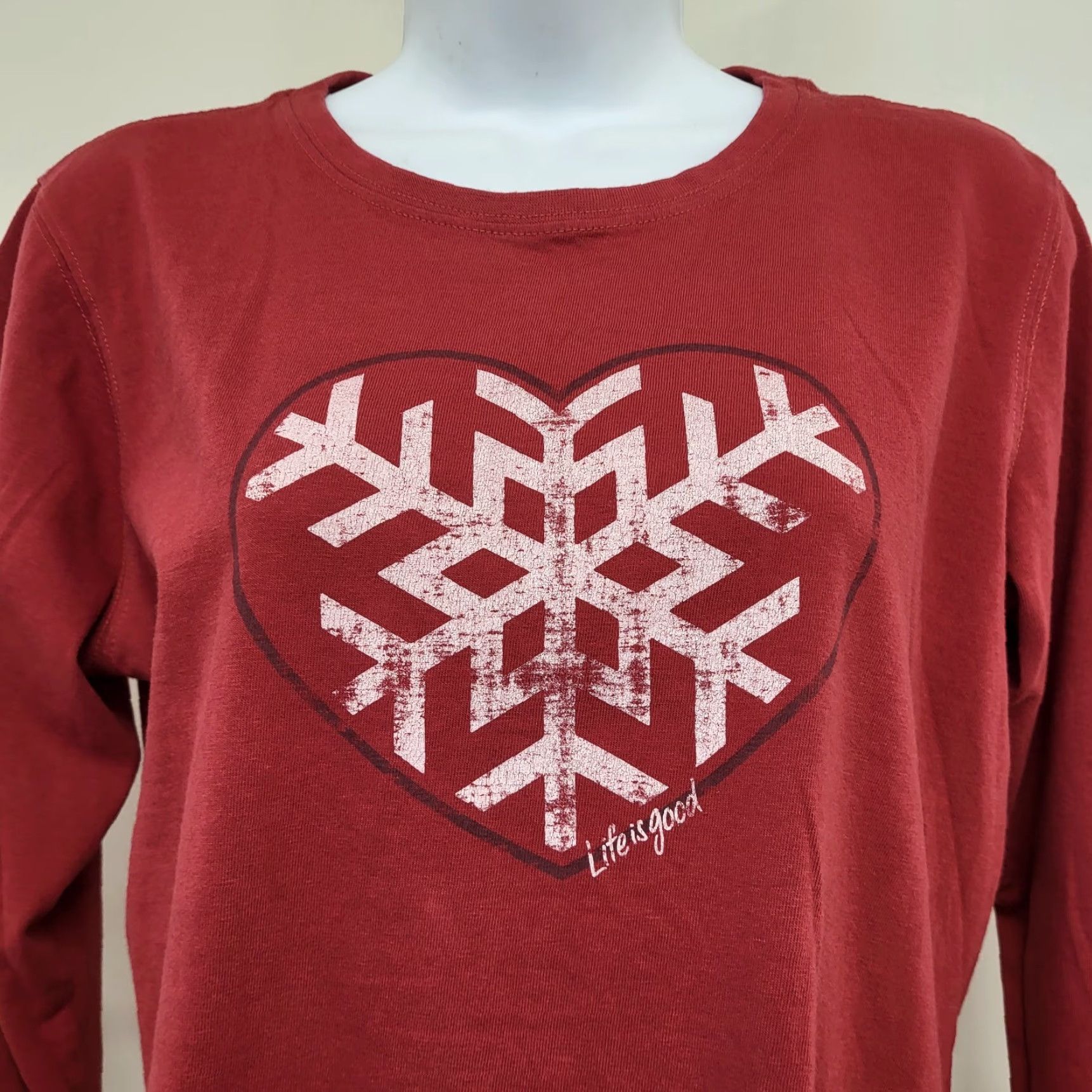 Life is Good Life Is Good Shirt Womens Size M Red LongSleeve Snowflake Heart Logo Classic Fit Shirt Womens M Red LongSleeve Snowflake Heart Logo Classic Fit Size M / US 6-8 / IT 42-44 - 3 Thumbnail