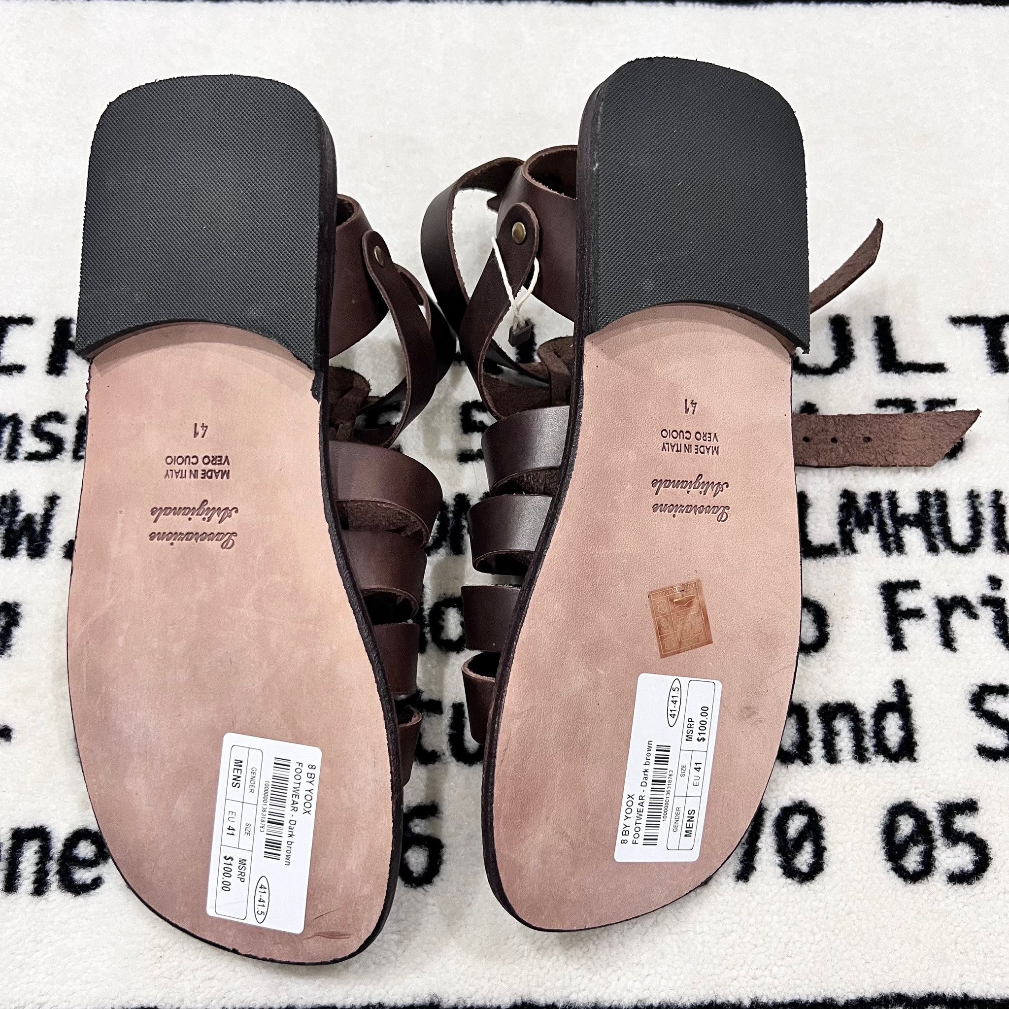 Other 8 by YOOX LEATHER SANDAL Made in Italy Buckle Closure Strap Size US 8 / EU 41 - 5 Thumbnail