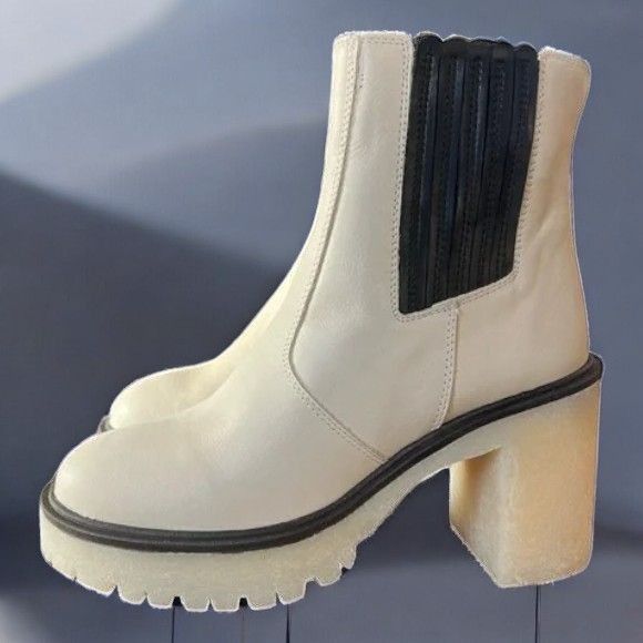 Free People Free People Women White James Chelsea Boot Chunky Heel NEW Size US 8 / IT 38 - 10 Thumbnail