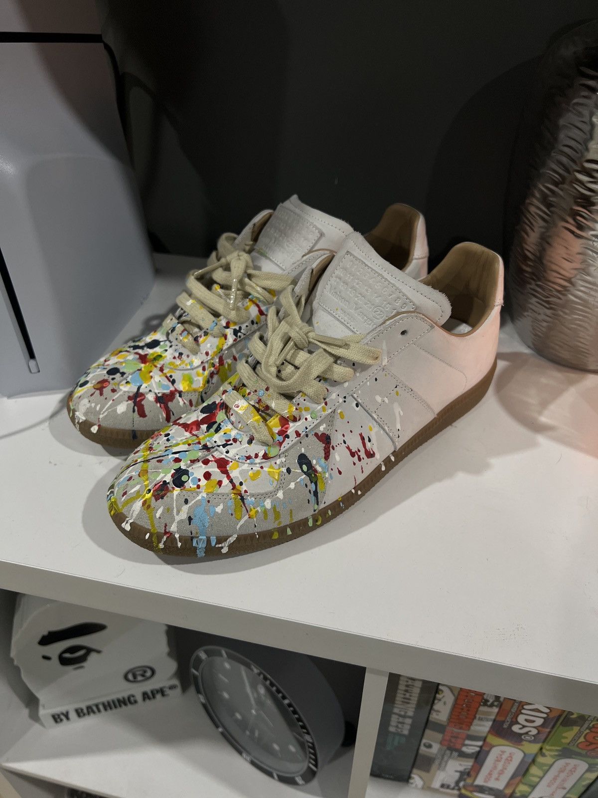 Maison margiela paint discount splatter mid tops grailed