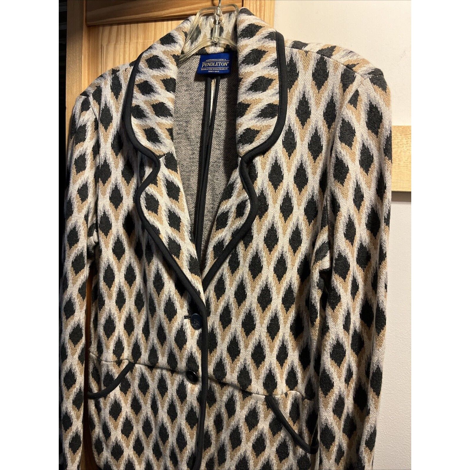 Pendleton Pendleton Brown Cotton Diamond Argyle Blazer Jacket Womens S Size S / US 4 / IT 40 - 2 Thumbnail