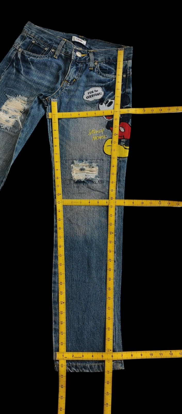 Mickey Mouse Disney Mickey Mouse Ripped Denim Pants Size US 29 - 9 Thumbnail