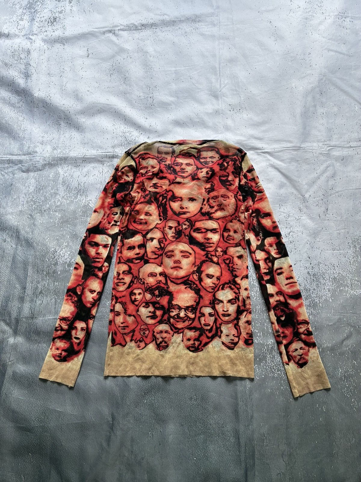 Jean Paul Gaultier 90s Maille "Faces" Mesh Top Size L / US 10 / IT 46 - 2 Thumbnail