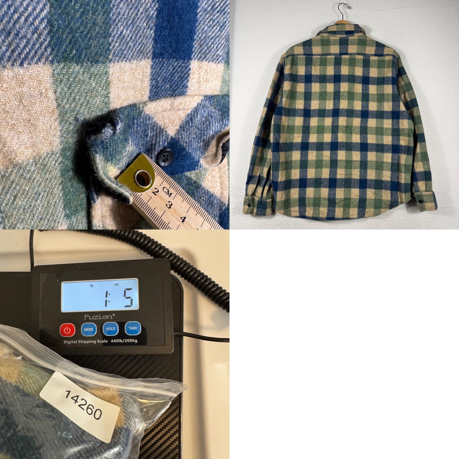 Sears VINTAGE Sears Kings Road Mens XL Heavy Blue Plaid Wool Flannel Shirt Size US XL / EU 56 / 4 - 8 Thumbnail