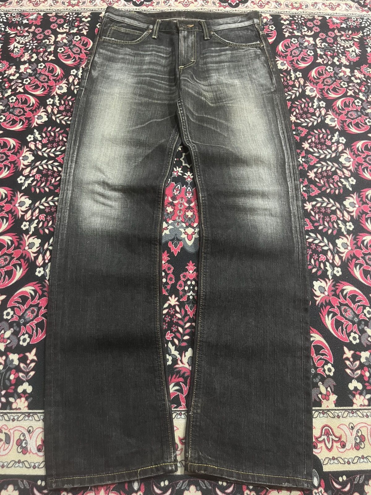 Lee Vintage Lee Rider Sanforized Black Faded Whisker Jeans Size US 31 - 1 Thumbnail