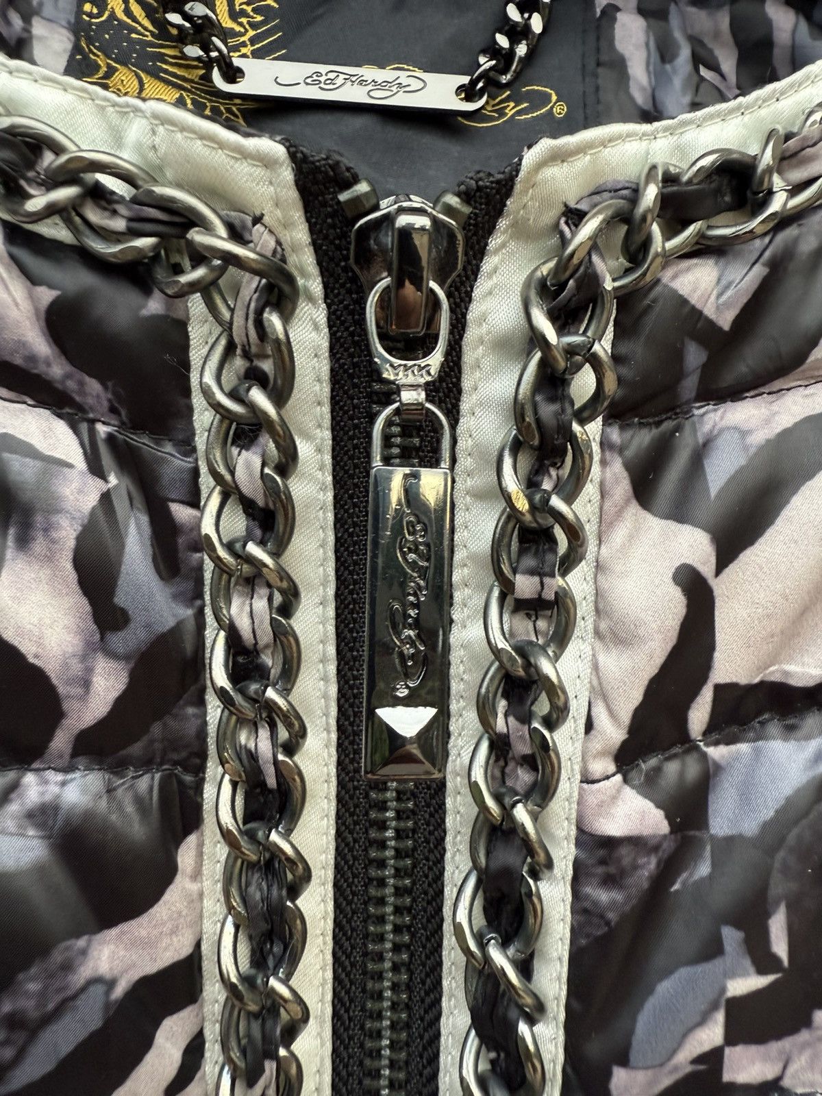 Ed Hardy Ed Hardy Quilted Down Jacket Chain Details Tiger XS(Fits S) Size XS / US 0-2 / IT 36-38 - 3 Thumbnail