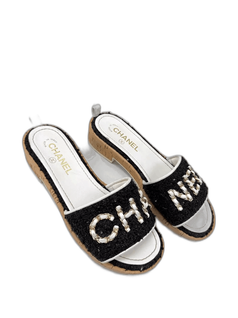 Chanel Chanel Logo Slide Sandals Size 38.5 Size US 8 / IT 38 - 1 Thumbnail