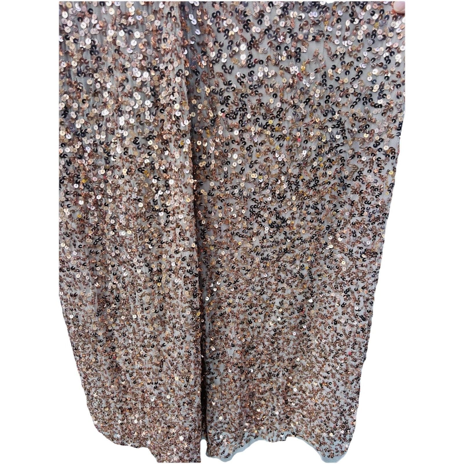 Other Mac Duggal V-Neck Slit Sequined Wrap Gown Size 4 Rose Copper Size S / US 4 / IT 40 - 20 Thumbnail