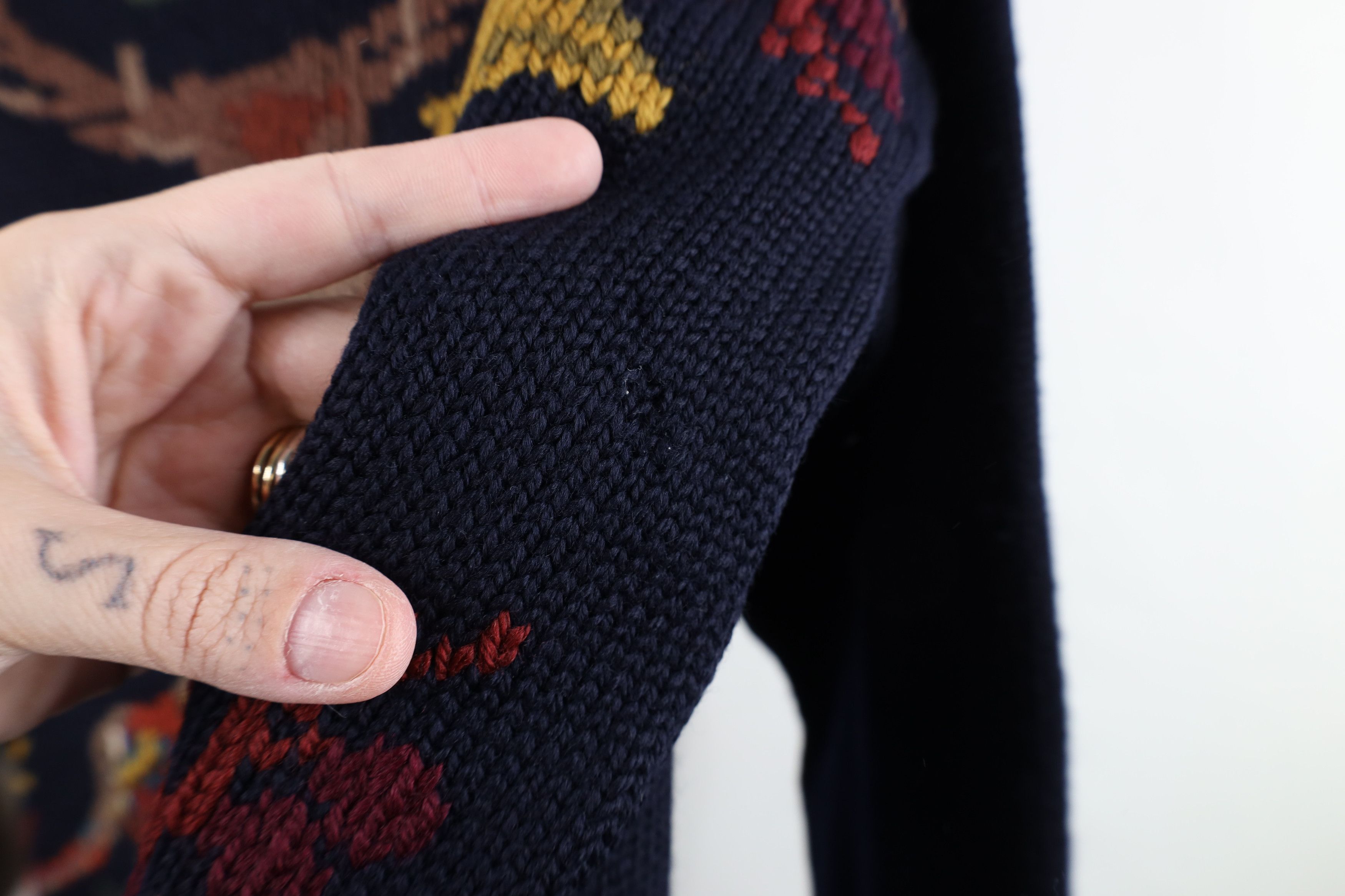 Vintage Vintage 70s Streetwear Needlepoint Animal Knit Sweater Size L / US 10 / IT 46 - 7 Thumbnail