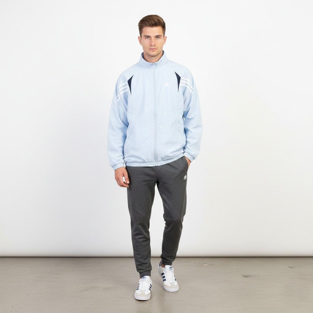 Adidas Adidas Men M Jacket Light Blue Full Zipper Pockets 9820 Size US M / EU 48-50 / 2 - 1 Thumbnail