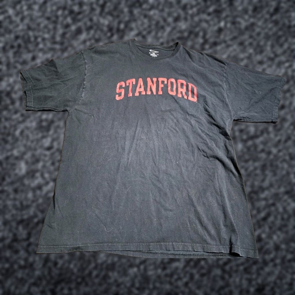 Champion VINTAGE Champion University T Shirt Men 2XL Crew Neck Stanford University Cotton Short Sleeve Black Logo Retro School 2010s Size US XXL / EU 58 / 5 - 1 Thumbnail