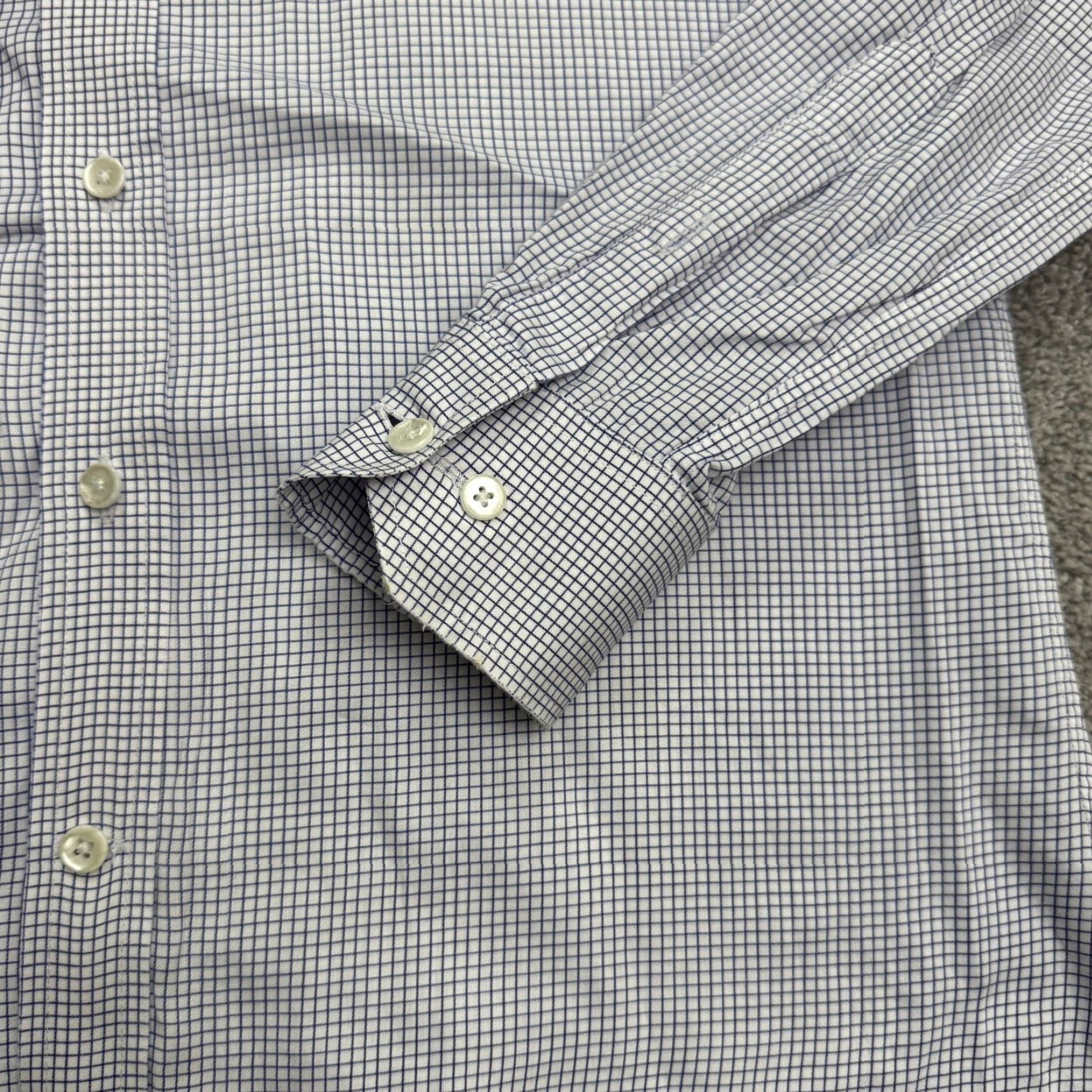 Vintage Chan Dress Shirt Mens Large Blue White Check Button Down Career Shirt Size 42R - 4 Thumbnail